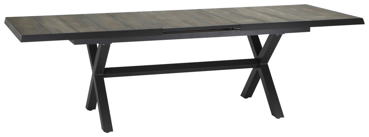 GARTENTISCH 200-260/100/77 cm Metall rechteckig  - Anthrazit/Graubraun, Basics, Keramik/Metall (200-260/100/77cm) - Siena Garden