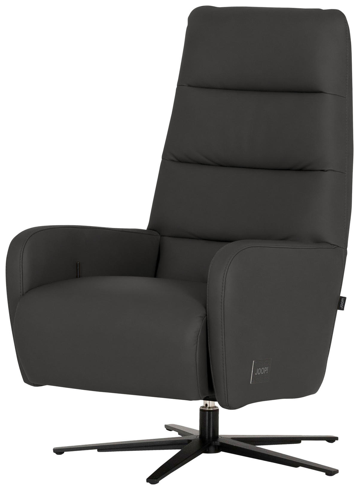 RELAXSESSEL Leder Dunkelgrau  - Dunkelgrau/Schwarz, Modern, Leder/Metall (66/110/83cm) - Joop!