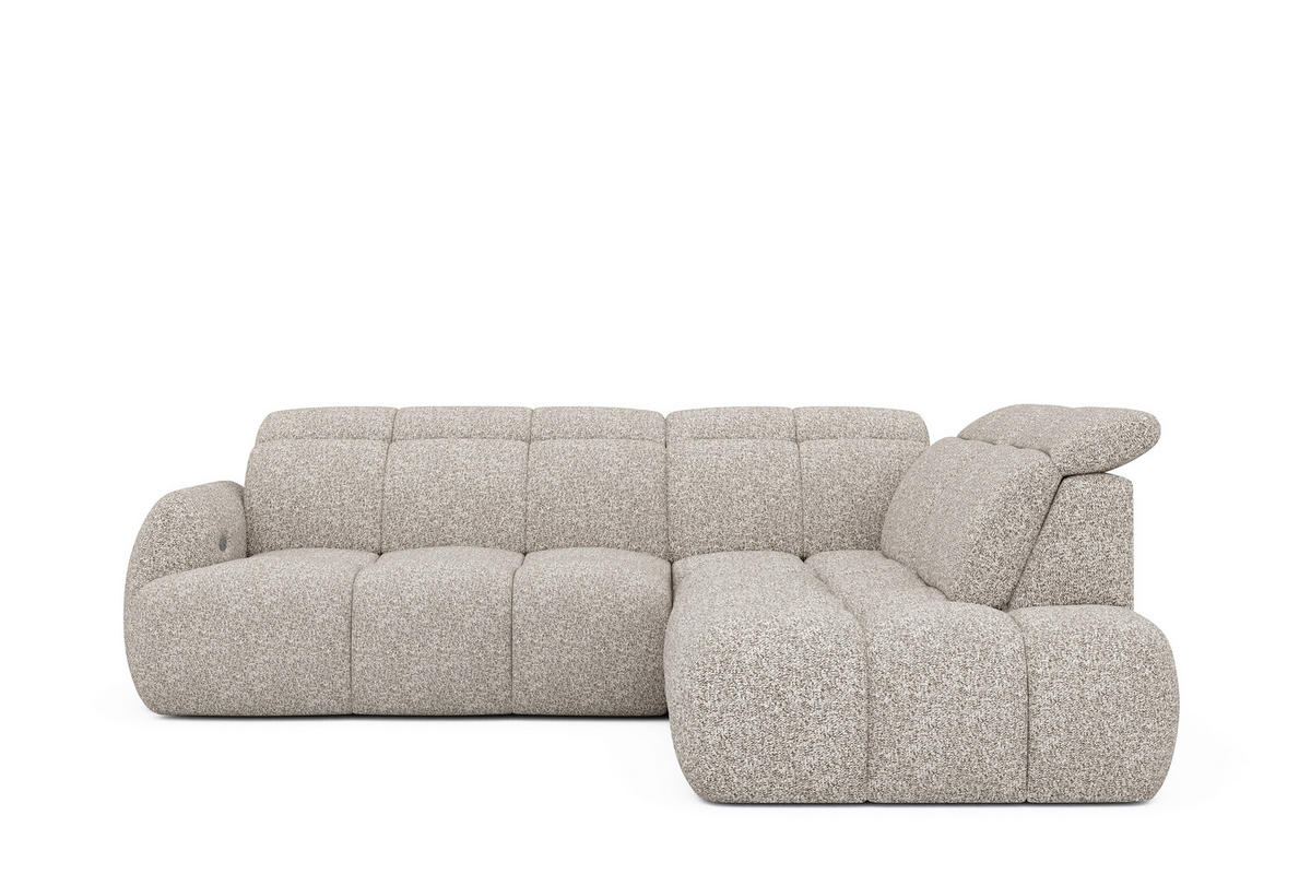 ECKSOFA Beige Webstoff Bettkasten, Schlaffunktion, Rücken echt, Kopfteilverstellung, Sitzvorzug  - Beige/Schwarz, Design, Kunststoff/Textil (275/230cm) - Welnova