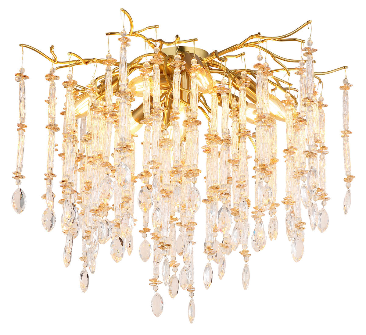 DECKENLEUCHTE  60/48 cm    - Klar/Goldfarben, KONVENTIONELL, Glas/Metall (60/48cm) - Globo