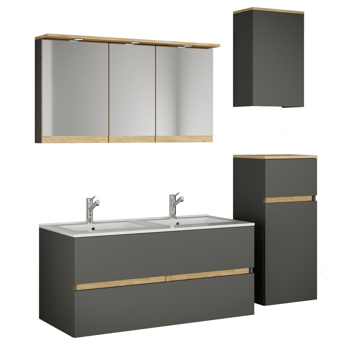 BADEZIMMER 5-teilig  in 149 cm  - Honigeiche/Anthrazit, Trend, Keramik/Holzwerkstoff (149cm) - MID.YOU