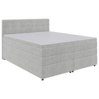 BOXSPRINGBETT 160/200 cm,  in Hellgrau, Bettkasten, Topper, Matratzen, H3 = fest  - Hellgrau/Schwarz, KONVENTIONELL, Kunststoff/Textil (160/200cm) - Carryhome