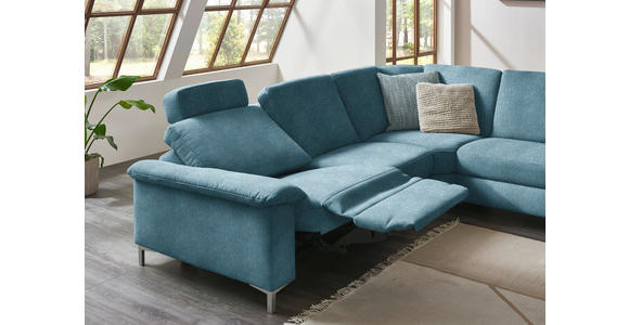 WOHNLANDSCHAFT in Chenille Blau  - Blau/Alufarben, Design, Textil/Metall (265/333/170cm) - Dieter Knoll