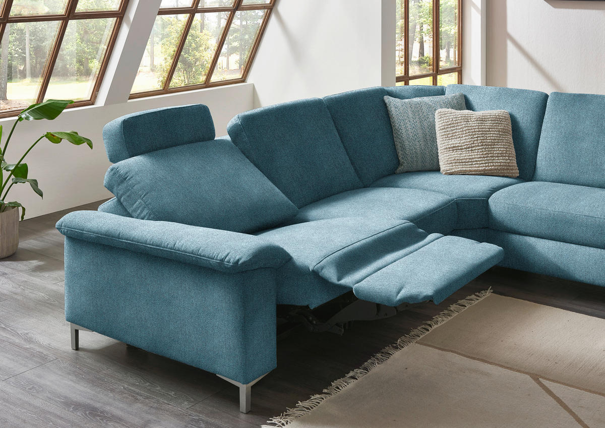 WOHNLANDSCHAFT in Chenille Blau  - Blau/Alufarben, Design, Textil/Metall (265/333/170cm) - Dieter Knoll