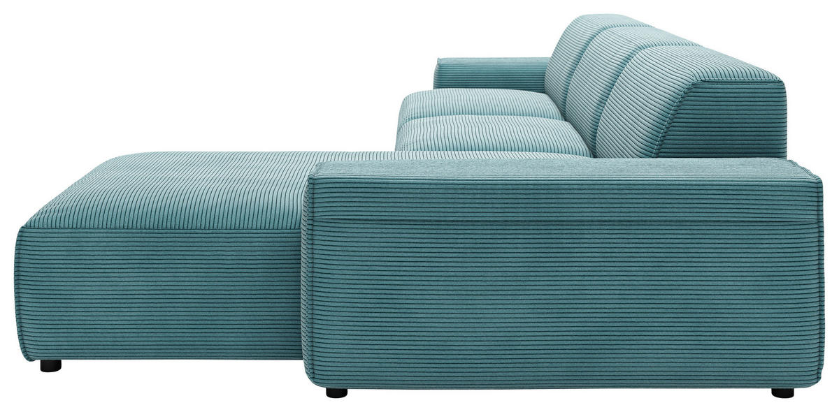 ECKSOFA in Cord Petrol  - Petrol/Schwarz, Design, Kunststoff/Textil (300/189cm) - Pure Home Lifestyle