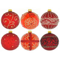 KARÁCSONYFAGÖMB - sötétvörös/piros, Lifestyle, Üveg/fém (10cm) - X-Mas