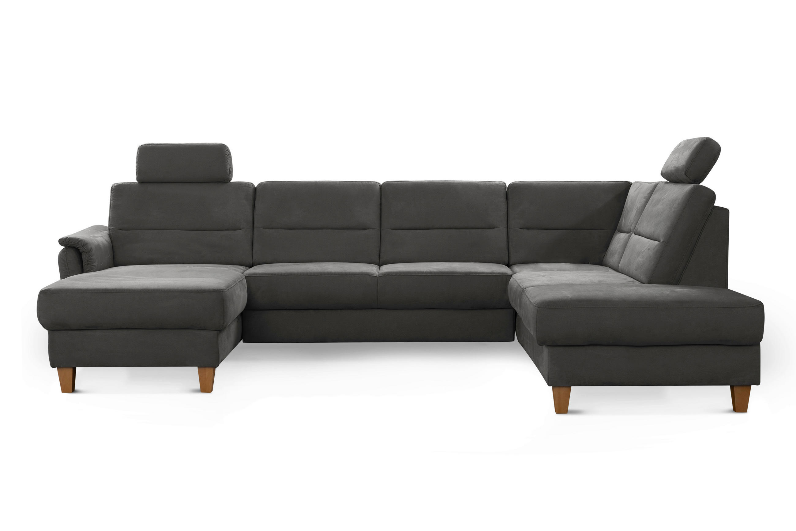 WOHNLANDSCHAFT in Mikrofaser Grau  - Eichefarben/Grau, Konventionell, Holz/Textil (163/308/212cm) - Sit & More