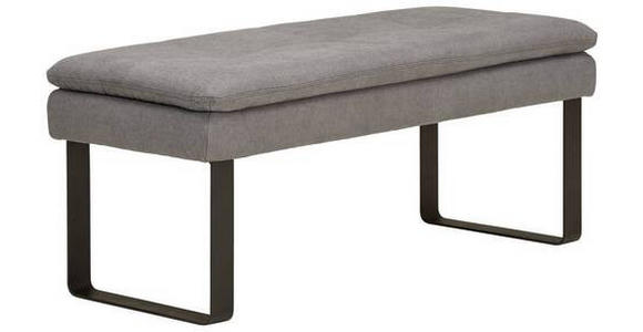 HOCKERBANK 123/53/55 cm Flachgewebe Grau Metall - Schwarz/Grau, Design, Textil/Metall (123/53/55cm) - Novel