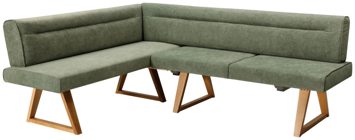 ECKBANK in Holz, Textil Grün, Eichefarben  - Eichefarben/Grün, Konventionell, Holz/Textil (170/230cm) - Moderano
