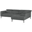 ECKSOFA in Webstoff Dunkelgrau  280/205 cm  - Dunkelgrau/Schwarz, Design, Textil/Metall (280/205cm) - Xora