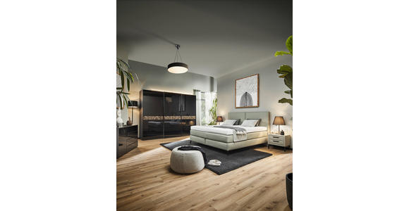 SCHWEBETÜRENSCHRANK in Anthrazit, Schwarz, Eiche dunkel - Eiche dunkel/Anthrazit, Design, Glas/Holz (280/222/68cm) - Dieter Knoll