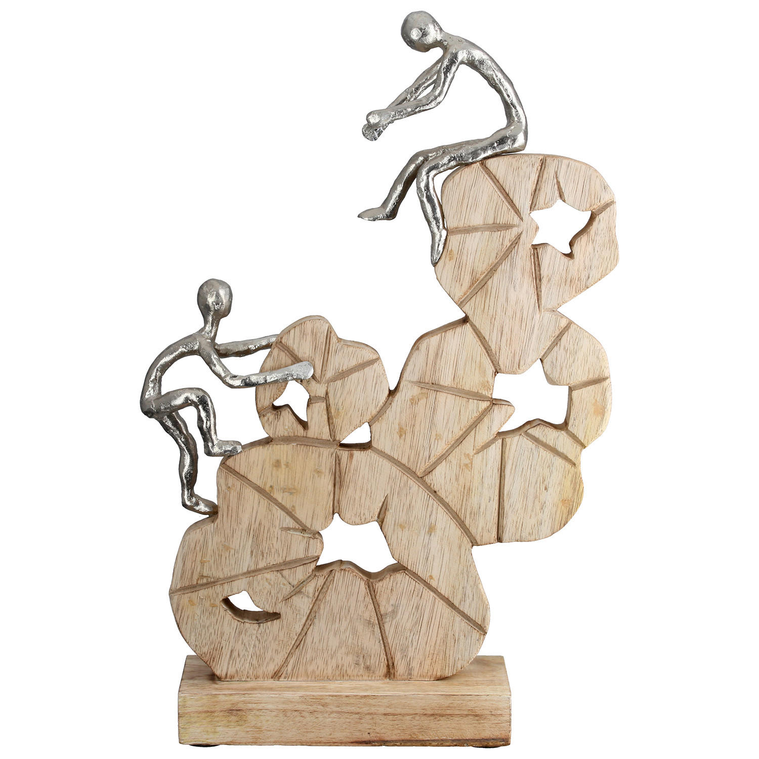 SKULPTUR - Silberfarben/Beigebraun, Basics, Holz/Metall (29/45/9cm)