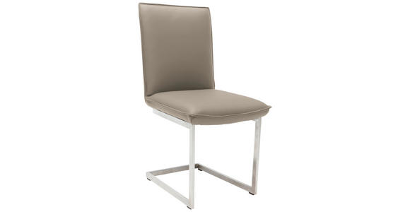 SCHWINGSTUHL in Nickel Echtleder pigmentiert - Taupe/Edelstahlfarben, Design, Leder/Metall (48/93/65cm) - Ambiente