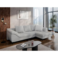 ECKSOFA  in Cord Hellgrau  - Hellgrau/Schwarz, Design, Kunststoff/Textil (177/276cm) - MID.YOU