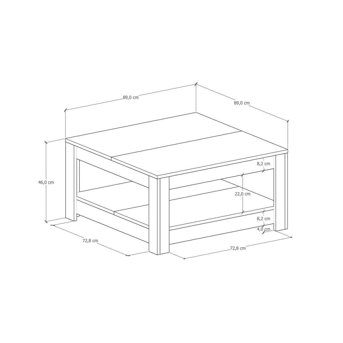 COUCHTISCH in Holzwerkstoff 89/89/45 cm  - Weiss/Eichefarben, Design, Holzwerkstoff (89/89/45cm) - Livetastic