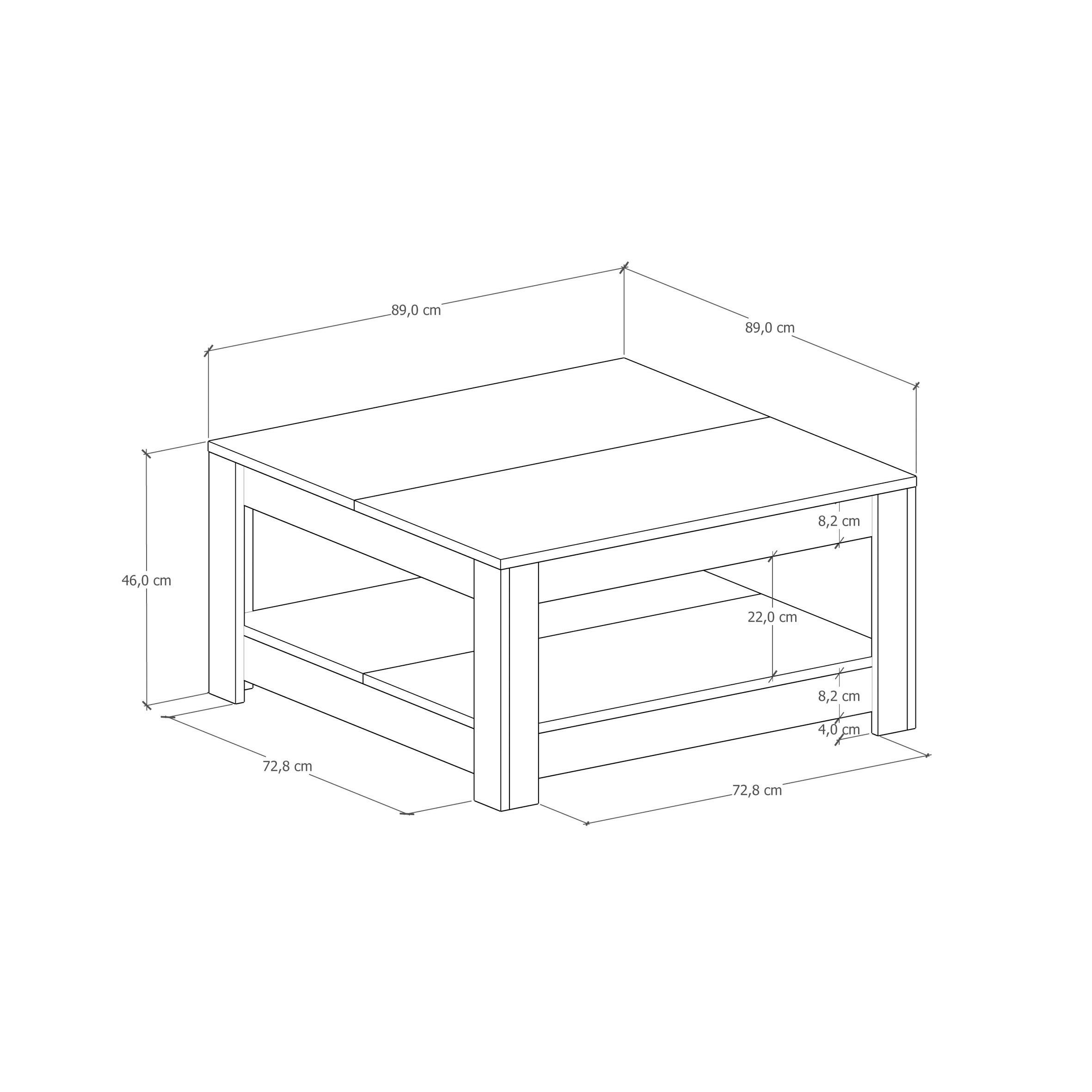 Thumbnail - Livetastic Couchtisch Manama, Weiß, Eiche, Holzwerkstoff, quadratisch, 89x45x89 cm, Wohnzimmer, Wohnzimmertische, Coucht...