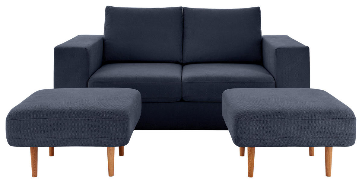 3,5-SITZER inkl. Hocker Webstoff Dunkelblau von LOOKS BY W.JOOP