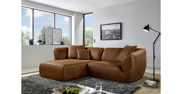 ECKSOFA in Lederlook Cognac  - Cognac/Schwarz, KONVENTIONELL, Kunststoff/Textil (175/278cm) - Carryhome