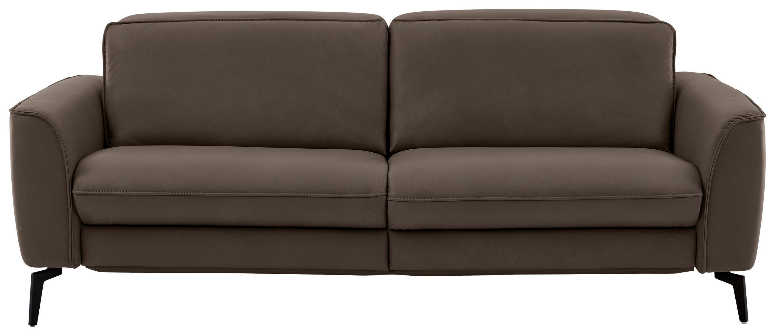3-SITZER-SOFA in Leder Dunkelbraun  - Dunkelbraun/Schwarz, Natur, Leder/Metall (222/81/110cm) - Valdera