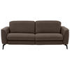 3-SITZER-SOFA in Echtleder Dunkelbraun  - Dunkelbraun/Schwarz, Natur, Leder/Metall (222/81/110cm) - Valdera