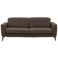 3-SITZER-SOFA in Echtleder Dunkelbraun  - Dunkelbraun/Schwarz, Natur, Leder/Metall (222/81/110cm) - Valdera