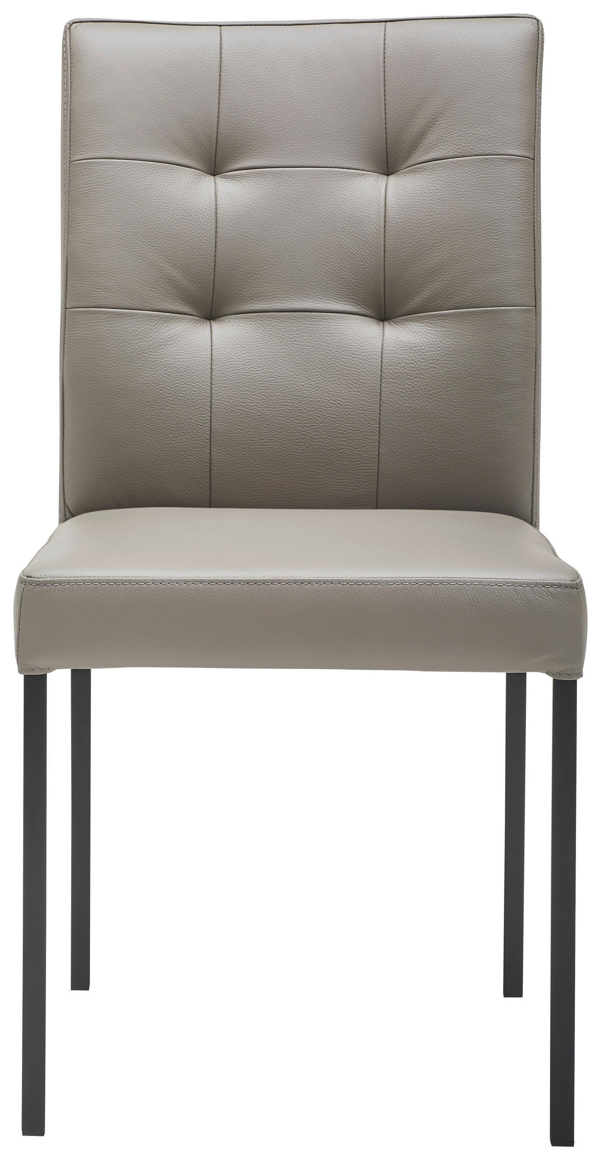 STUHL Echtleder Grau  - Schwarz/Grau, Design, Leder/Metall (45,5/86/57,5cm) - home24