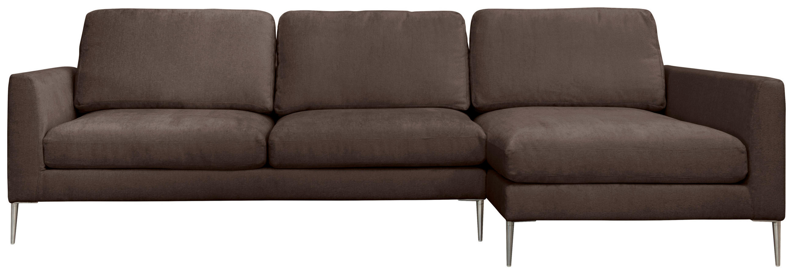 ECKSOFA Braun Chenille  - Silberfarben/Braun, KONVENTIONELL, Textil/Metall (284/143cm) - Carryhome