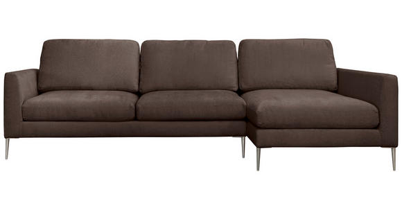 ECKSOFA Braun Chenille  - Silberfarben/Braun, KONVENTIONELL, Textil/Metall (284/143cm) - Carryhome