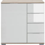 KOMMODE , 81/83/41 cm, 4 Schublade(n)  - Eichefarben/Alufarben, Design, Glas/Holzwerkstoff (81/83/41cm) - Carryhome