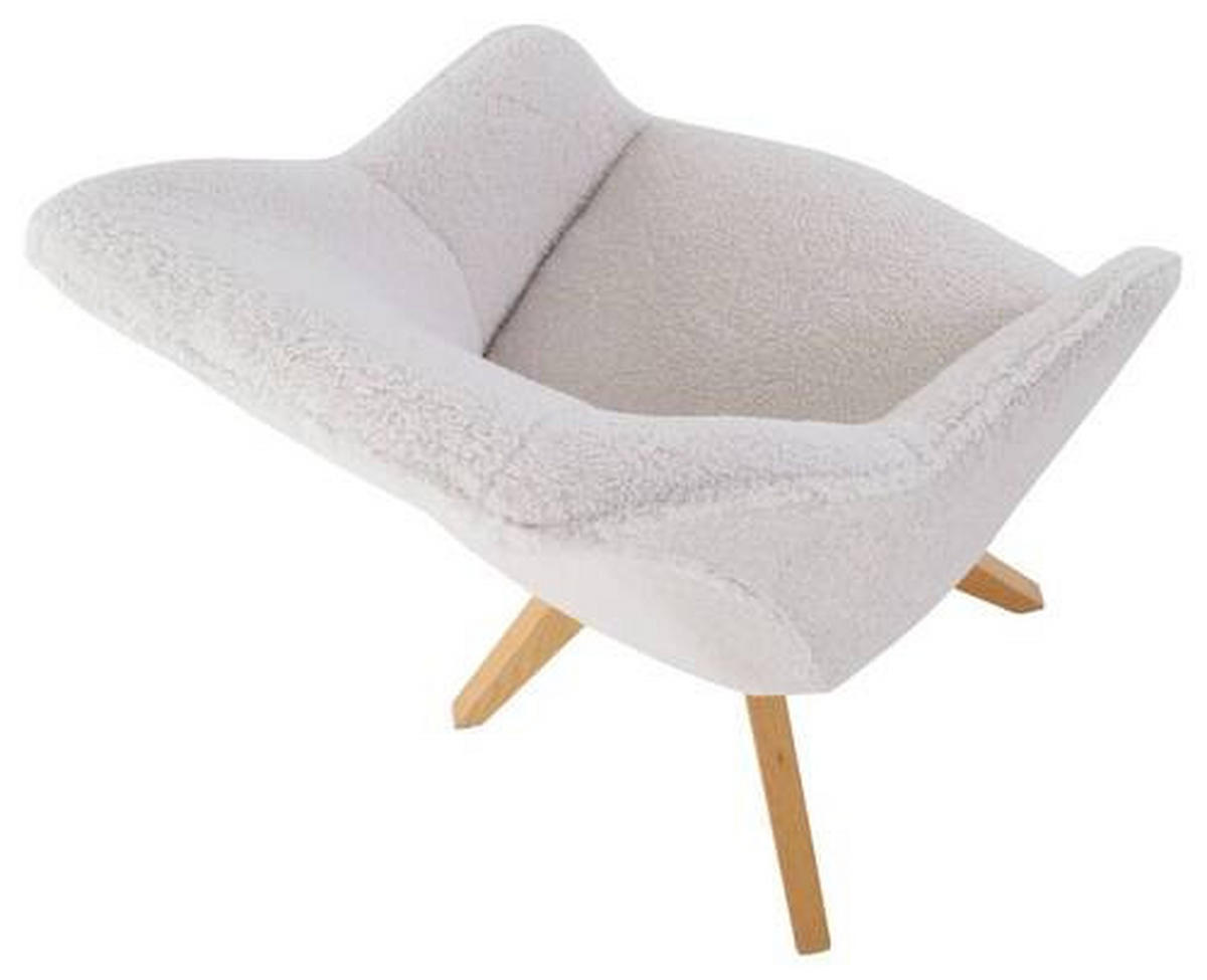 ARMLEHNSTUHL  in Bouclé, Teddystoff  - Eichefarben/Weiß, Design, Holz/Textil (60/83/65cm) - Landscape