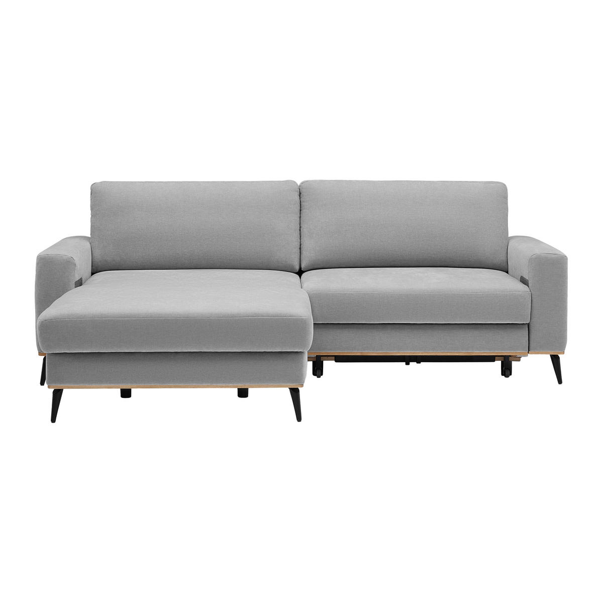 ECKSOFA Chenille Hellgrau  - Hellgrau/Schwarz, Konventionell, Holz/Textil (167/87/234cm) - MID.YOU