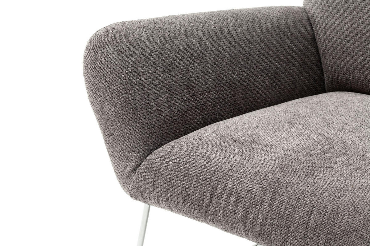 SESSEL Flachgewebe Dunkelgrau    - Chromfarben/Dunkelgrau, Design, Textil/Metall (82/102/81cm) - Pure Home Lifestyle