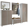 GARDEROBE 6-teilig  in 260/193/40 cm  - Taupe/Hellbraun, Design, Glas/Holzwerkstoff (260/193/40cm)