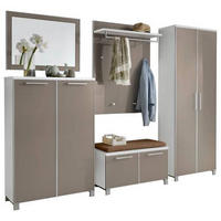 GARDEROBE 6-teilig  in 260/193/40 cm  - Taupe/Hellbraun, Design, Glas/Holzwerkstoff (260/193/40cm)