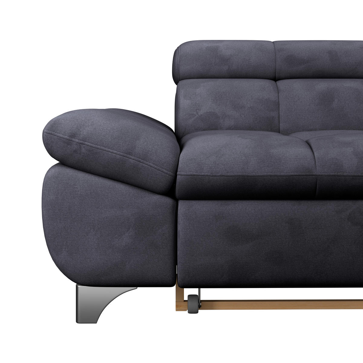 ECKSOFA Dunkelblau Chenille  - Chromfarben/Dunkelblau, KONVENTIONELL, Textil/Metall (312/234cm) - Livetastic