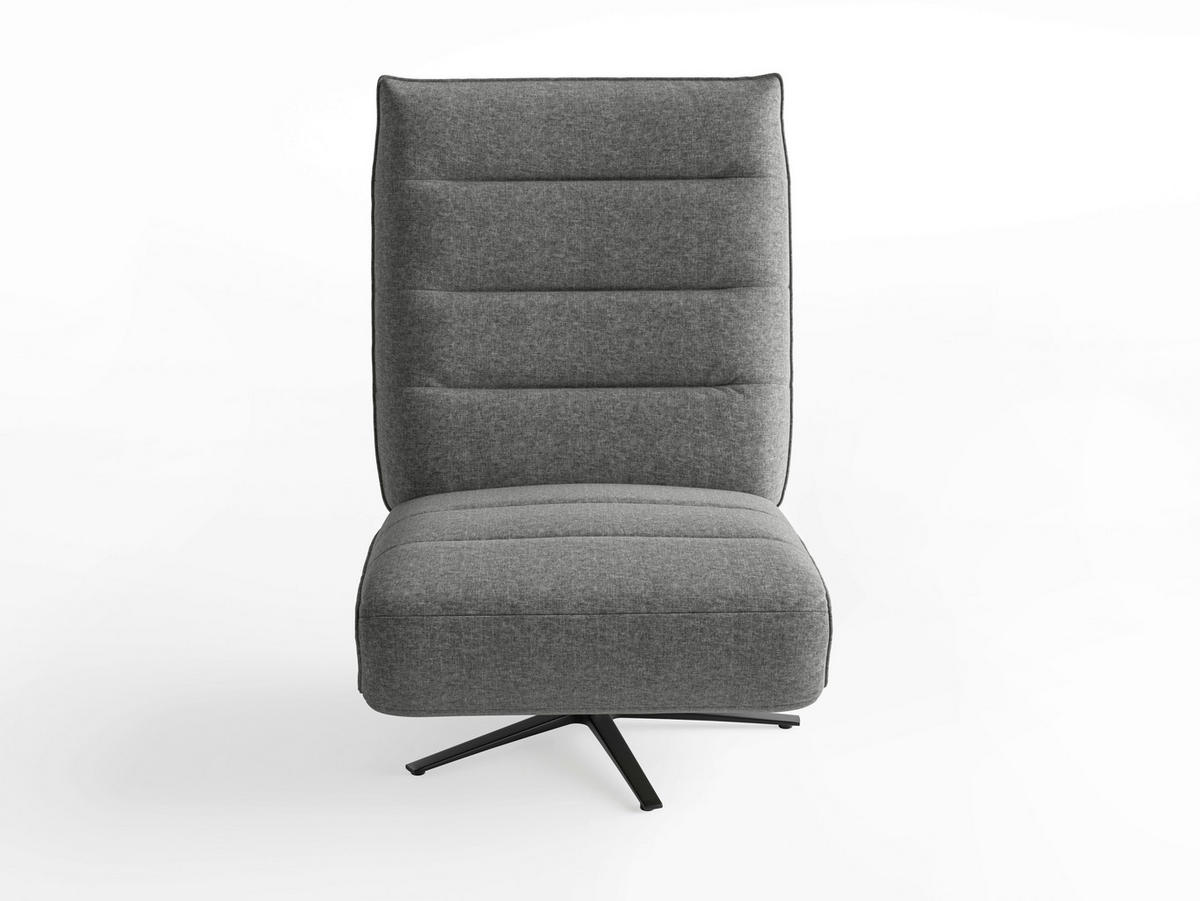 RELAXSESSEL EVE E Chenille Kopfteilverstellung, Rücken echt    - Anthrazit/Schwarz, Basics, Textil/Metall (80/109/98cm) - Sit & More