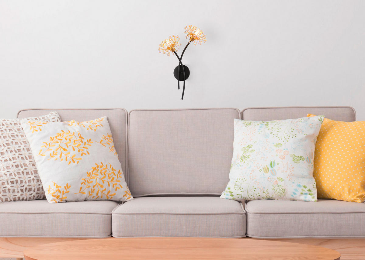 VÄGGLAMPA FIORE 32,5/44,5 cm   - klar/svart, Design, metall/plast (32,5/44,5cm) - Globo