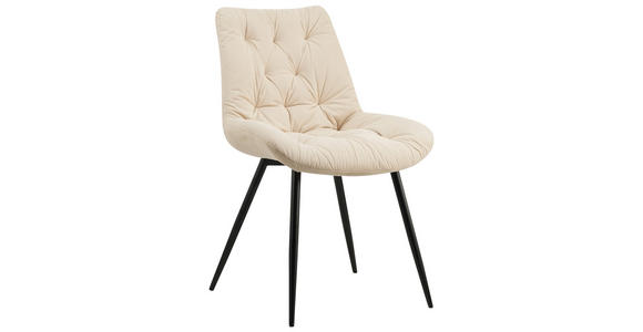 STUHL  in Eisen Feincord Metall, Textil  - Schwarz/Naturfarben, Design, Textil/Metall (54/85/63cm) - Carryhome