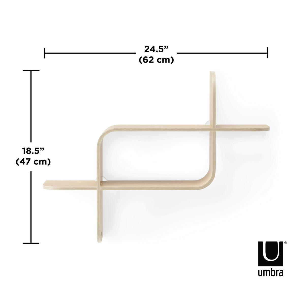 WANDREGAL 15,2/46,9/52,2 cm  - Naturfarben, Design, Holz (15,2/46,9/52,2cm) - Umbra