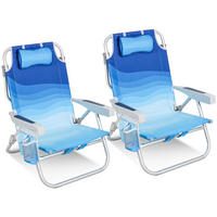 STRANDSESSEL-SET 57/80/61 cm  - Blau/Silberfarben, Basics, Textil/Metall (57/80/61cm) - Modante