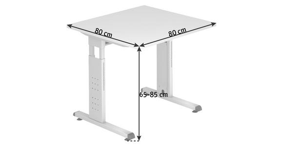 SCHREIBTISCH 80/80/65-85 cm  in Eichefarben  - Eichefarben/Silberfarben, KONVENTIONELL, Holzwerkstoff/Metall (80/80/65-85cm) - Venda