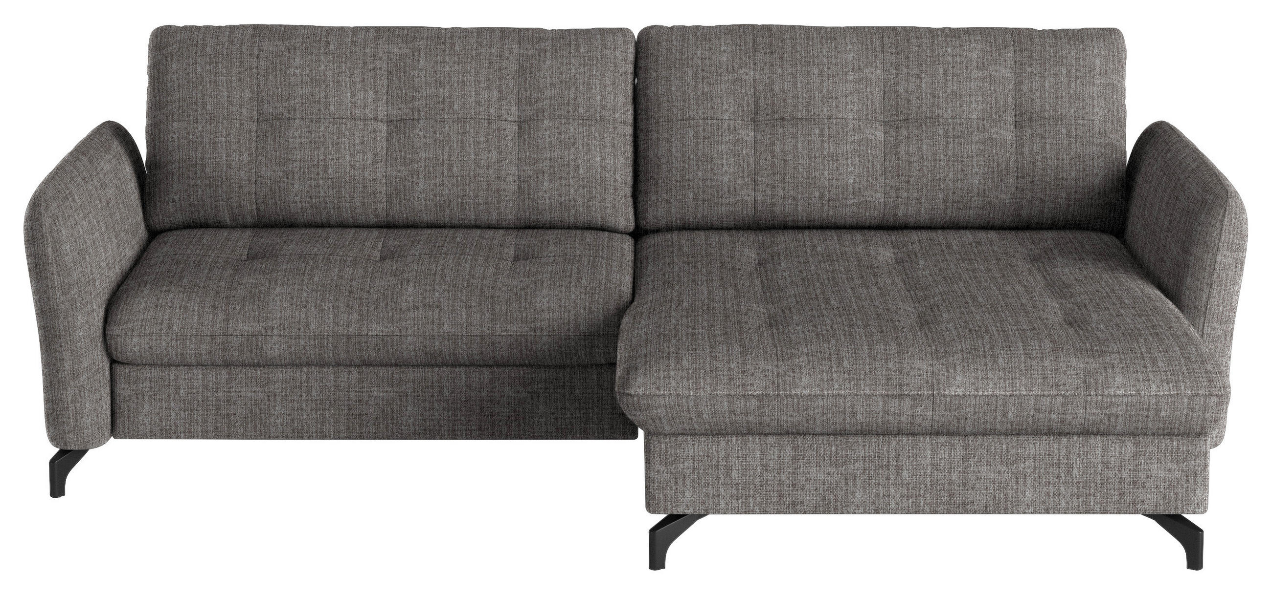 ECKSOFA in Flachgewebe, Leinenoptik Taupe  - Taupe/Schwarz, Design, Textil/Metall (242/170cm) - Xora