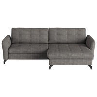 ECKSOFA in Flachgewebe, Leinenoptik Taupe  - Taupe/Schwarz, Design, Textil/Metall (242/170cm) - Xora