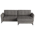 ECKSOFA in Flachgewebe, Leinenoptik Taupe  - Taupe/Schwarz, Design, Textil/Metall (242/170cm) - Xora