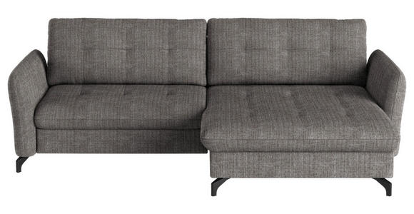 ECKSOFA in Flachgewebe, Leinenoptik Taupe  - Taupe/Schwarz, Design, Textil/Metall (242/170cm) - Xora