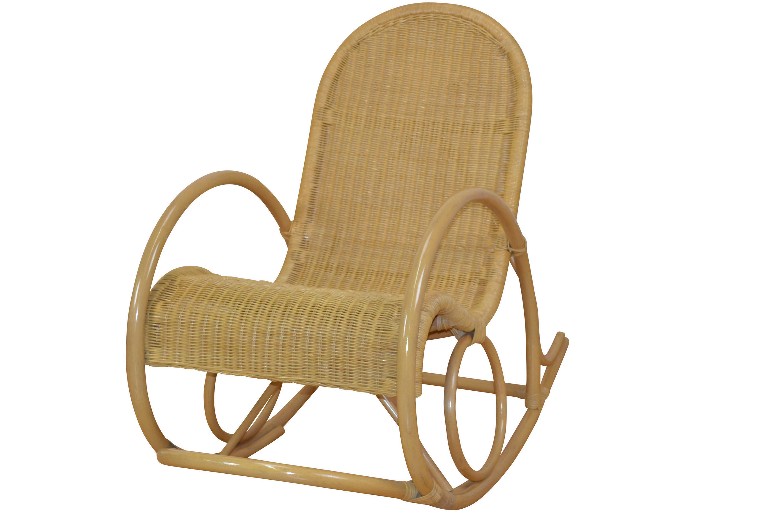 Thumbnail - Mid.you Schaukelstuhl, Beige, Holz, Rattan, massiv, Uni, 60x100x116 cm, Schaukelfunktion, Wohnzimmer, Sessel, Schaukelst...
