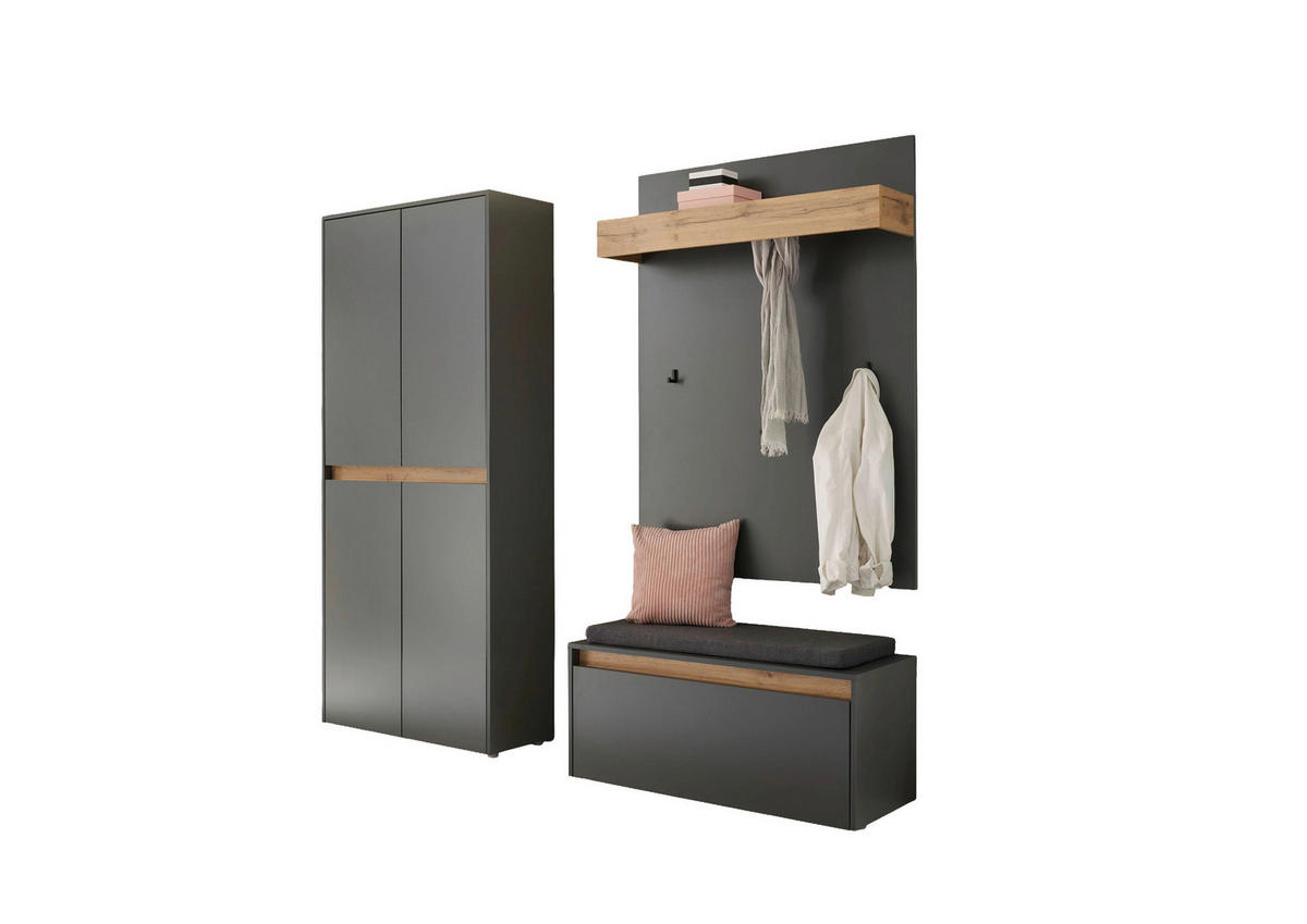 GARDEROBE 4-teilig  in 185/200/40 cm  - Anthrazit/Eiche Wotan, Design, Holzwerkstoff/Textil (185/200/40cm) - Modante
