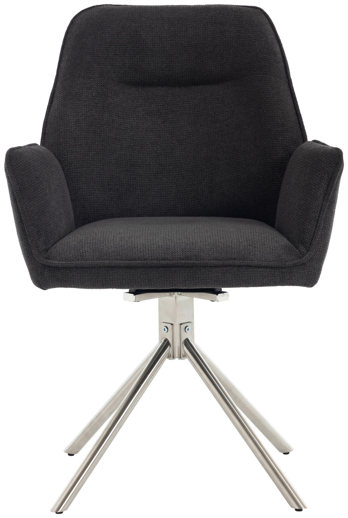 ARMLEHNSTUHL  Sitzfläche 180° drehbar, automatische Rückholfunktion Chenille  - Edelstahlfarben/Anthrazit, MODERN, Textil/Metall (60/89/64cm) - Livetastic