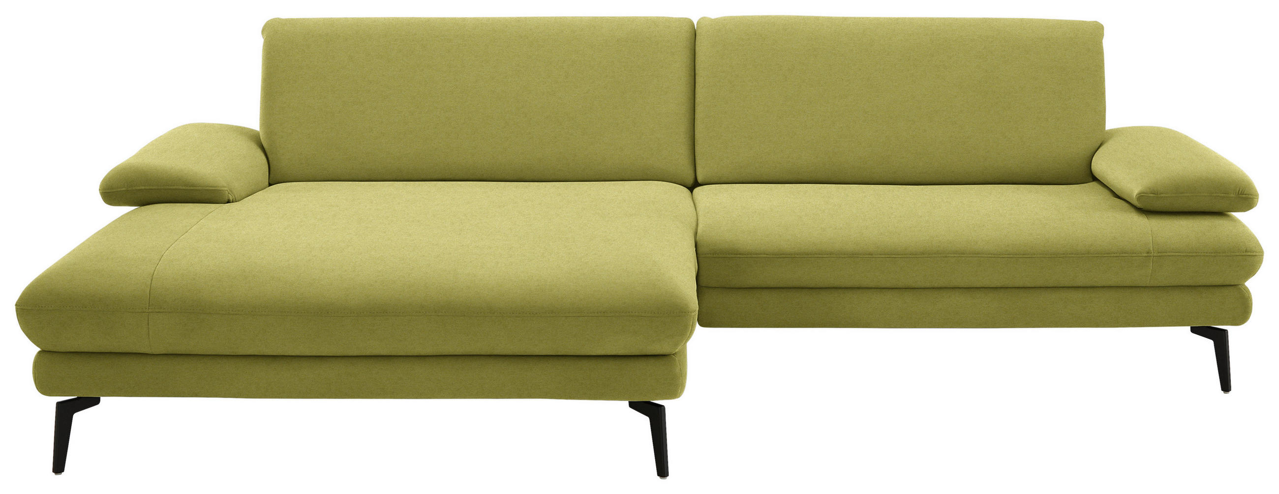 ECKSOFA Chenille, Flachgewebe Hellgrün  - Schwarz/Hellgrün, Design, Textil/Metall (180/284cm) - Dieter Knoll