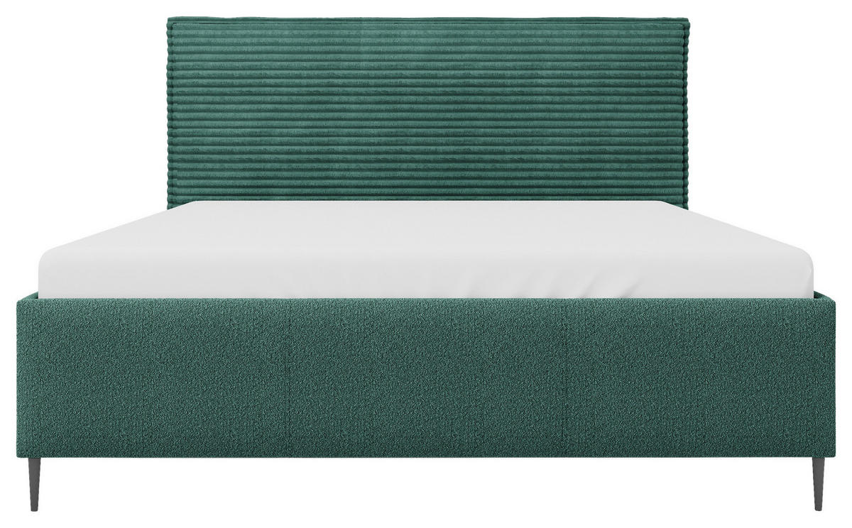 ČALOUNĚNÁ POSTEL, 180/200 cm, tmavě zelená - černá/tmavě zelená, Moderní, kov/dřevo (180/200cm) - Hom`in
